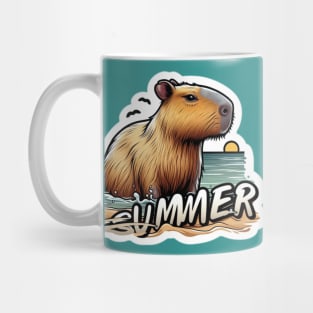 Cute summer capybara on the beach Mug